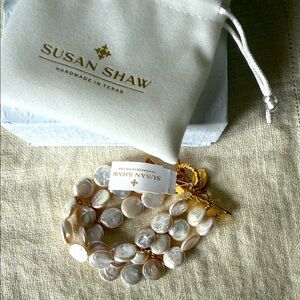 Susan Shaw Coin Pearl Row Bracelet